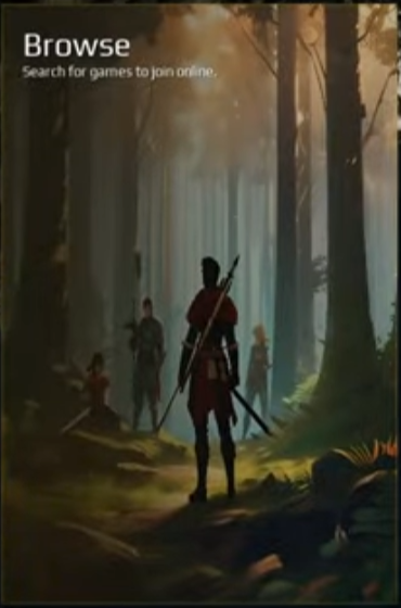 Original Browse menu artwork showing several characters in a forest